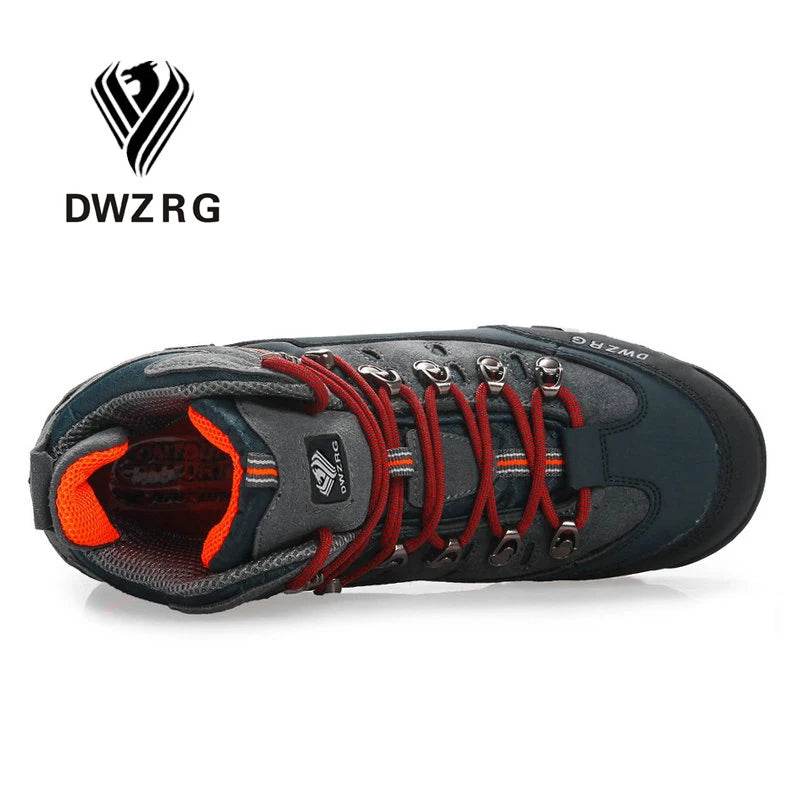 DWZRG Men Hiking Shoes Waterproof Leather Shoes Climbing & Fishing Shoes New Popular Outdoor Shoes Men High Top Winter Boots - KICKSTART