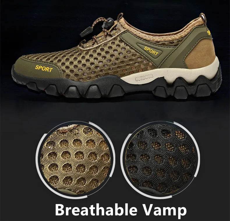 Breathable Mesh Hiking Shoes Men Hot Sale Non-slip Men Trekking Shoes Outdoor Sport Khaki Quick-drying Men Hiking Sneaker - KICKSTART