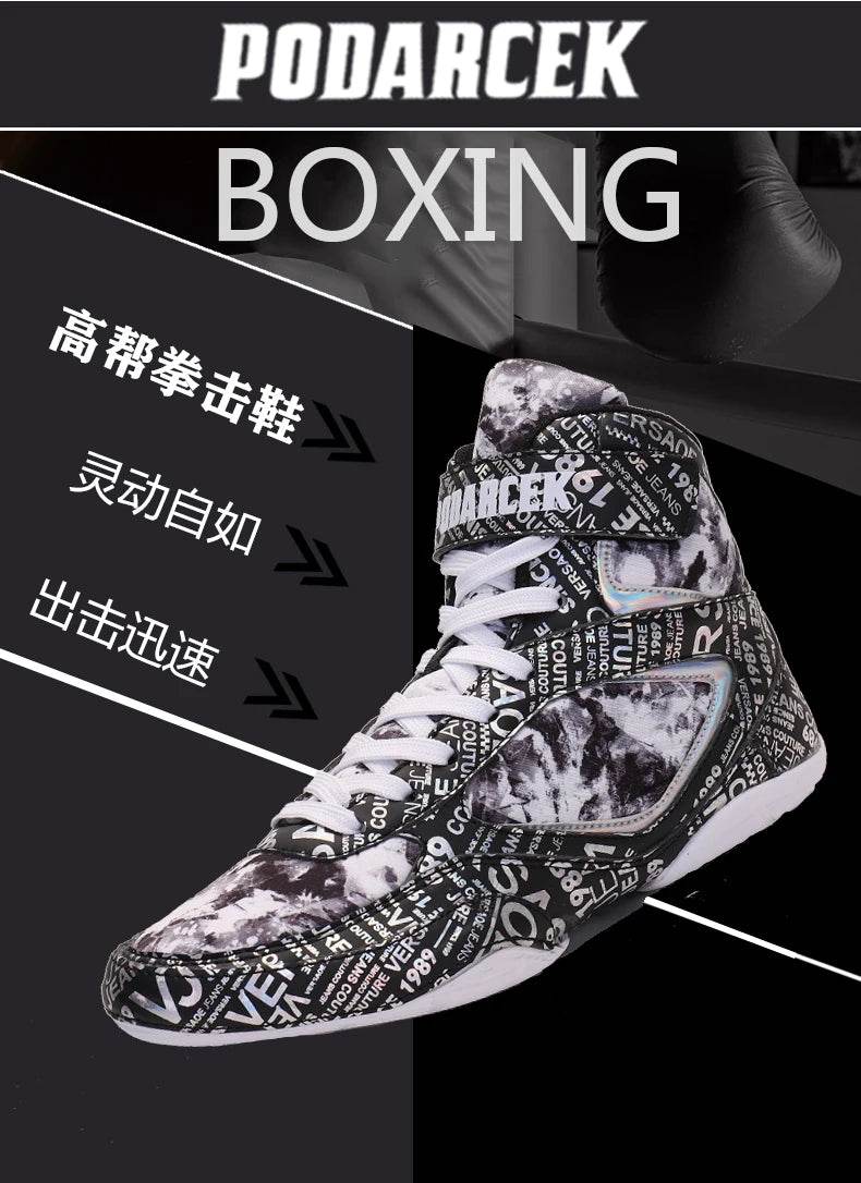 New Men's and Women's Professional Boxing Boots Men's 36-45 Lightweight Wrestling Shoes High Quality Breathable Boxing Sneakers - KICKSTART