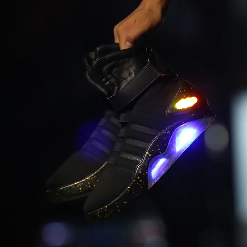 Men Basketball Shoes Led light shoes men sneakers "Back to Future" led glowing shoes for men COsplay high top shoes