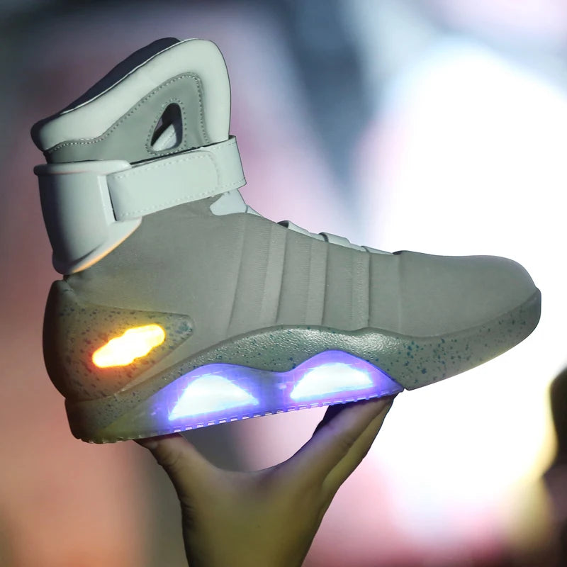 Men Basketball Shoes Led light shoes men sneakers "Back to Future" led glowing shoes for men COsplay high top shoes