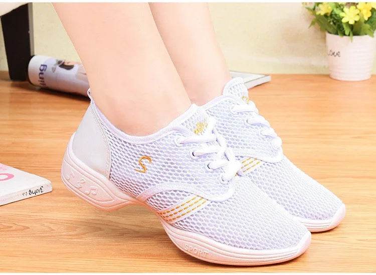 Women's Dance Shoes Soft Outsole Woman Mesh Breathable Jazz Hip Hop Sports Sneakers Ladies Girl's Modern Jazz Dancing Shoes - KICKSTART