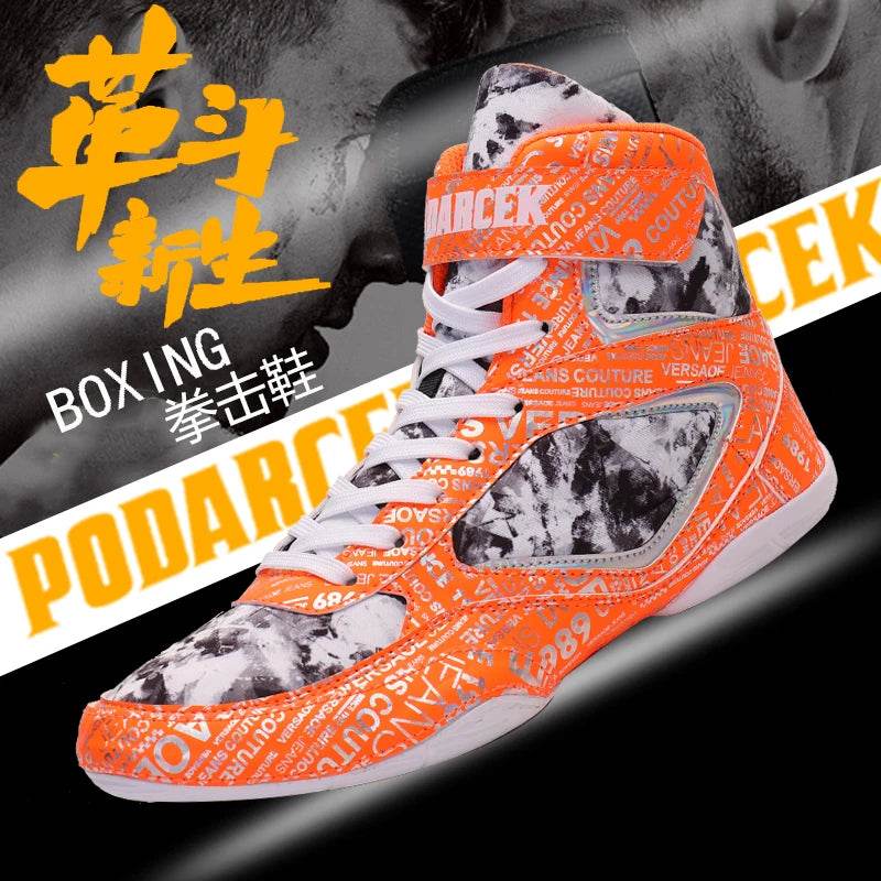 New Men's and Women's Professional Boxing Boots Men's 36-45 Lightweight Wrestling Shoes High Quality Breathable Boxing Sneakers - KICKSTART