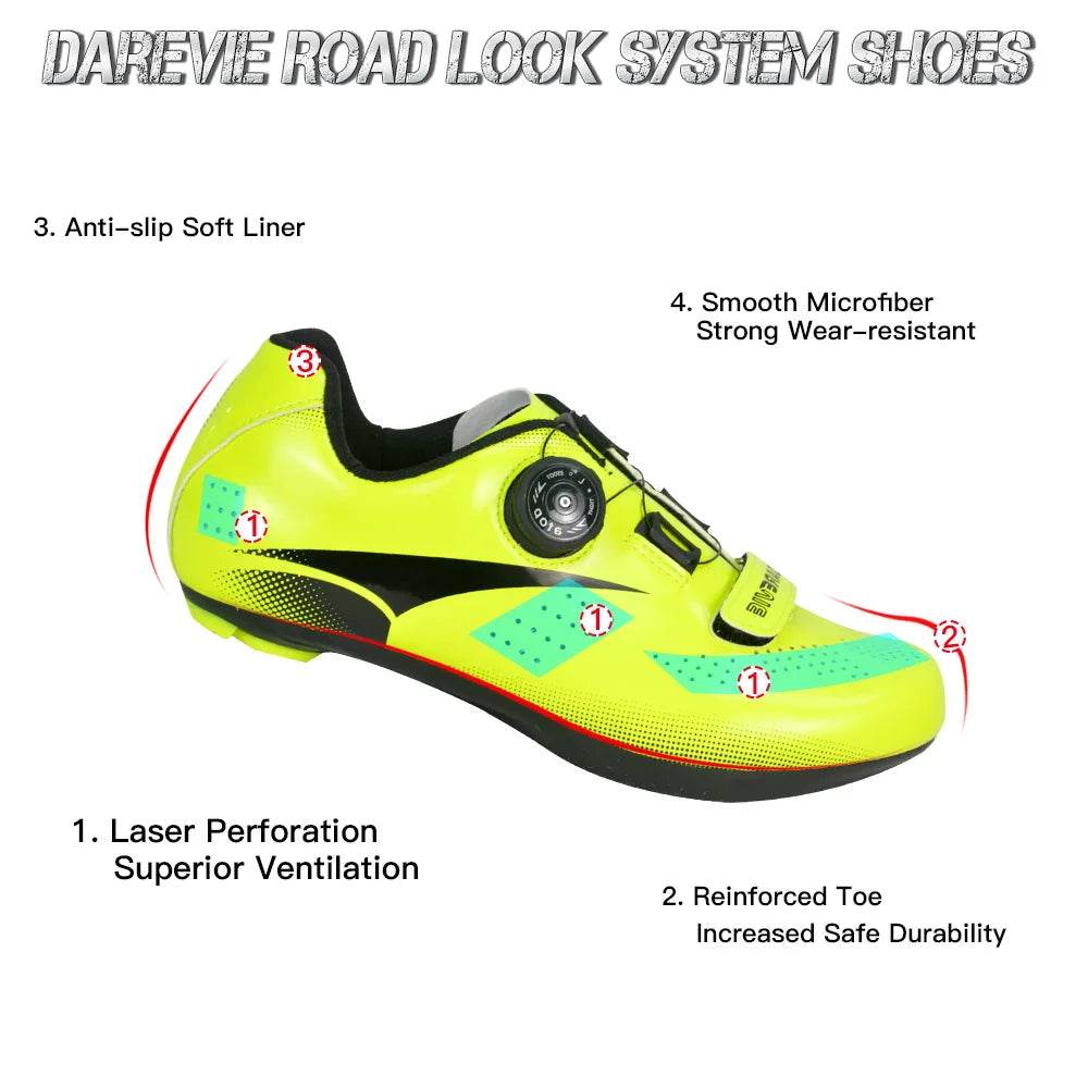 DAREVIE Road Cycling Shoes Light Pro Cycling Shoes Breathable Anti Slip Bicycle Shoes Racing High Quality Bike Shoes LOOK SPD-SL - KICKSTART