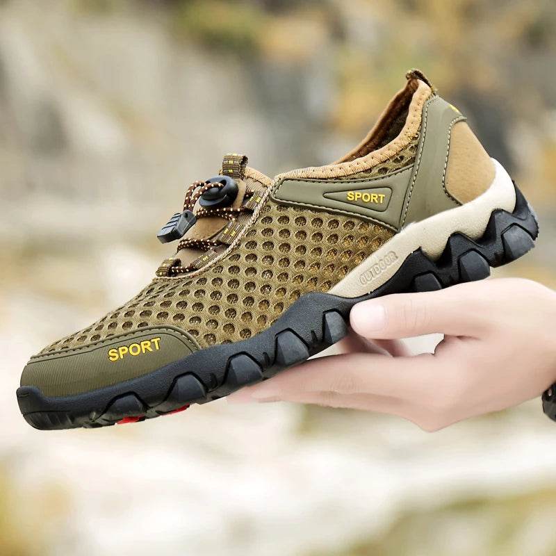 Breathable Mesh Hiking Shoes Men Hot Sale Non-slip Men Trekking Shoes Outdoor Sport Khaki Quick-drying Men Hiking Sneaker - KICKSTART