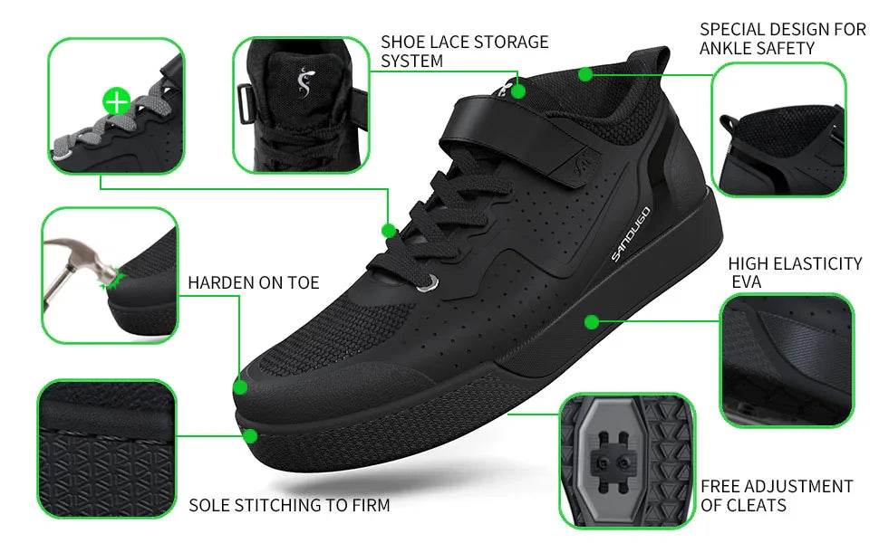 Sandugo Cycling Shoes for Men Apply to Mountain Bike Downhill Uphill and Indoor Bicycle Compatible With SPD and FlatPedal - KICKSTART