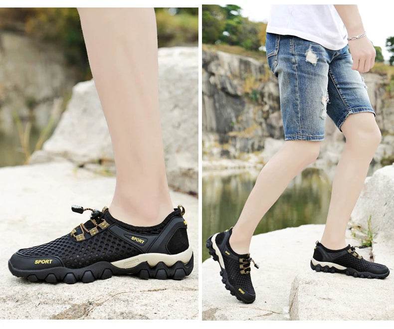 Breathable Mesh Hiking Shoes Men Hot Sale Non-slip Men Trekking Shoes Outdoor Sport Khaki Quick-drying Men Hiking Sneaker - KICKSTART