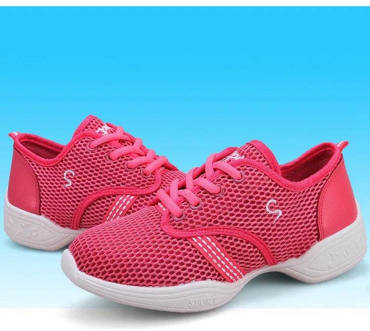 Women's Dance Shoes Soft Outsole Woman Mesh Breathable Jazz Hip Hop Sports Sneakers Ladies Girl's Modern Jazz Dancing Shoes - KICKSTART