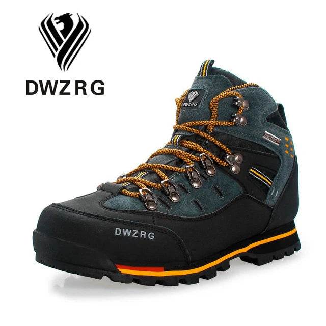 DWZRG Men Hiking Shoes Waterproof Leather Shoes Climbing & Fishing Shoes New Popular Outdoor Shoes Men High Top Winter Boots - KICKSTART