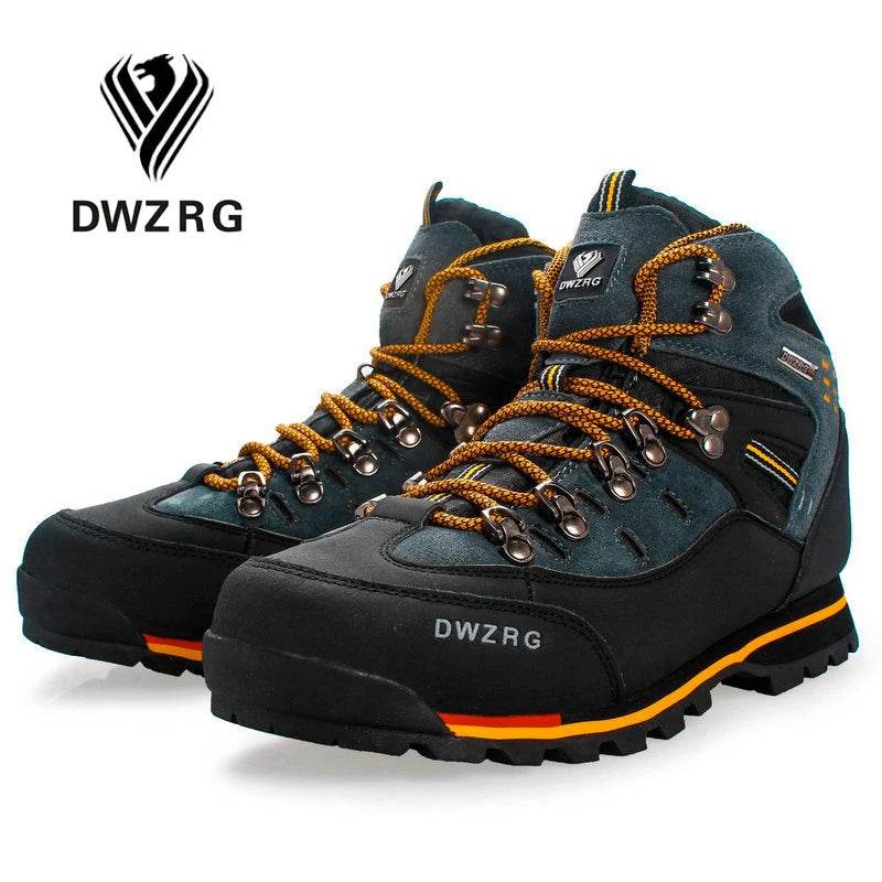 DWZRG Men Hiking Shoes Waterproof Leather Shoes Climbing & Fishing Shoes New Popular Outdoor Shoes Men High Top Winter Boots - KICKSTART