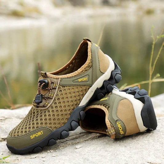 Breathable Mesh Hiking Shoes Men Hot Sale Non-slip Men Trekking Shoes Outdoor Sport Khaki Quick-drying Men Hiking Sneaker - KICKSTART