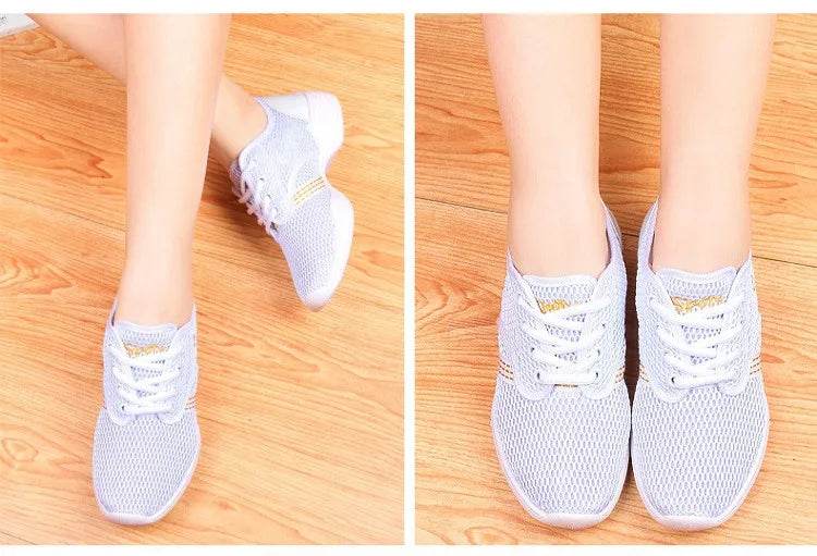 Women's Dance Shoes Soft Outsole Woman Mesh Breathable Jazz Hip Hop Sports Sneakers Ladies Girl's Modern Jazz Dancing Shoes - KICKSTART