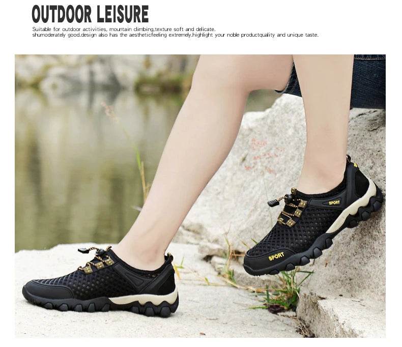 Breathable Mesh Hiking Shoes Men Hot Sale Non-slip Men Trekking Shoes Outdoor Sport Khaki Quick-drying Men Hiking Sneaker - KICKSTART