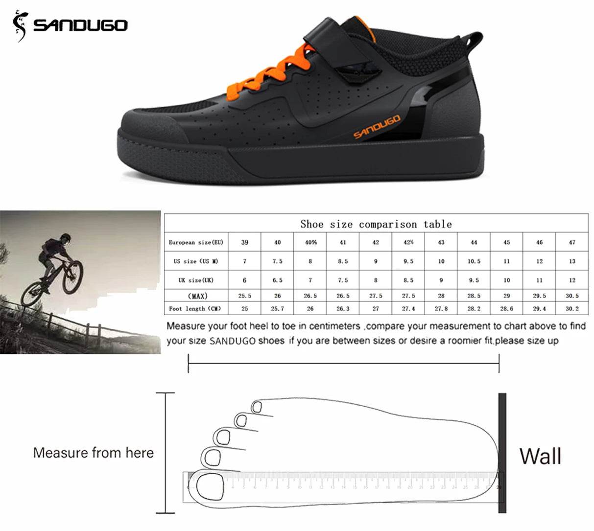 Sandugo Cycling Shoes for Men Apply to Mountain Bike Downhill Uphill and Indoor Bicycle Compatible With SPD and FlatPedal - KICKSTART