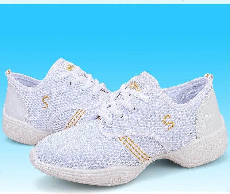 Women's Dance Shoes Soft Outsole Woman Mesh Breathable Jazz Hip Hop Sports Sneakers Ladies Girl's Modern Jazz Dancing Shoes - KICKSTART