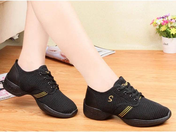 Women's Dance Shoes Soft Outsole Woman Mesh Breathable Jazz Hip Hop Sports Sneakers Ladies Girl's Modern Jazz Dancing Shoes - KICKSTART