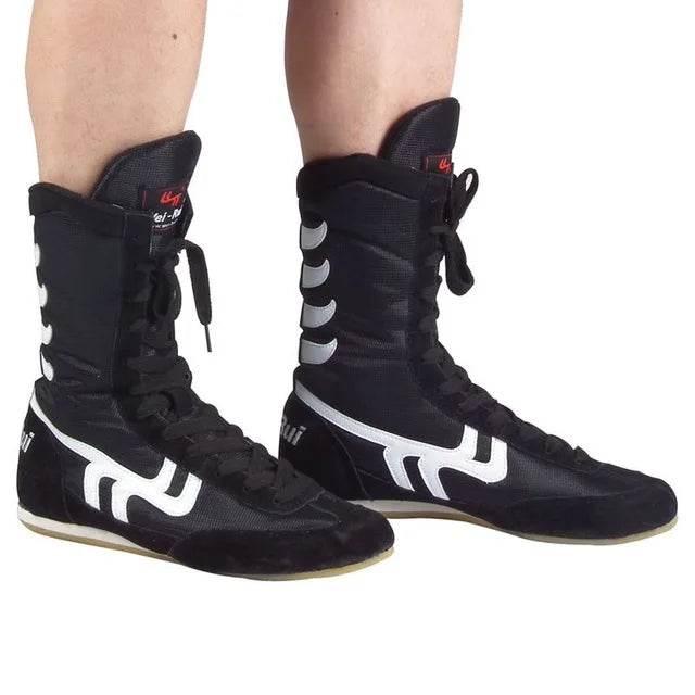 Unisex Authentic Wrestling Shoes For Men Training Shoes Cow Muscle Outsole Lace Up Boots Sneakers Professional Boxing Shoes - KICKSTART