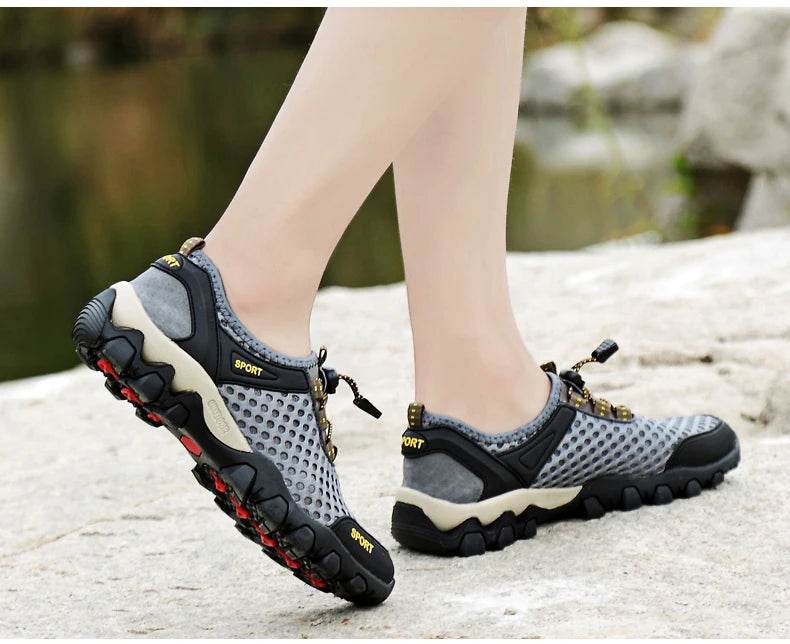 Breathable Mesh Hiking Shoes Men Hot Sale Non-slip Men Trekking Shoes Outdoor Sport Khaki Quick-drying Men Hiking Sneaker - KICKSTART