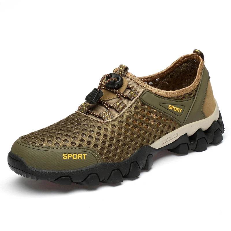 Breathable Mesh Hiking Shoes Men Hot Sale Non-slip Men Trekking Shoes Outdoor Sport Khaki Quick-drying Men Hiking Sneaker - KICKSTART