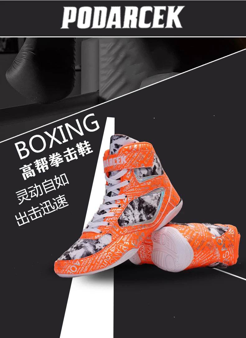 New Men's and Women's Professional Boxing Boots Men's 36-45 Lightweight Wrestling Shoes High Quality Breathable Boxing Sneakers - KICKSTART