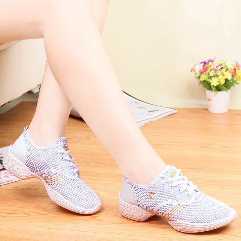 Women's Dance Shoes Soft Outsole Woman Mesh Breathable Jazz Hip Hop Sports Sneakers Ladies Girl's Modern Jazz Dancing Shoes - KICKSTART