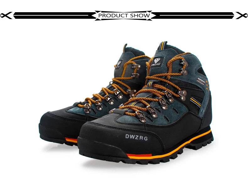 DWZRG Men Hiking Shoes Waterproof Leather Shoes Climbing & Fishing Shoes New Popular Outdoor Shoes Men High Top Winter Boots - KICKSTART