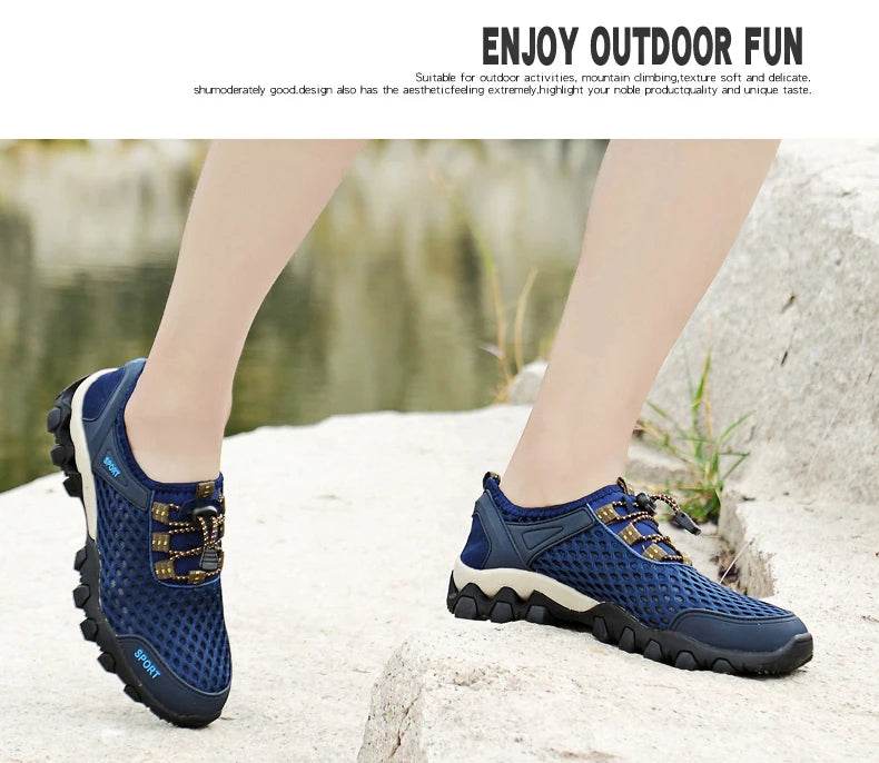 Breathable Mesh Hiking Shoes Men Hot Sale Non-slip Men Trekking Shoes Outdoor Sport Khaki Quick-drying Men Hiking Sneaker - KICKSTART