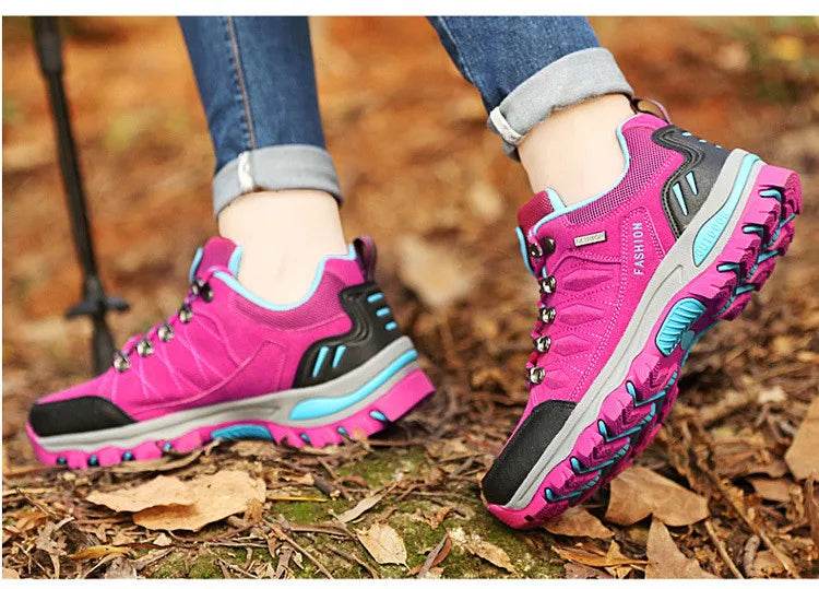 Women Hiking Shoes Outdoor trekking Sports Climbing Camping Boots Non-slip Waterproof Walking Jogging Trainers Sneakers Lace Up - KICKSTART