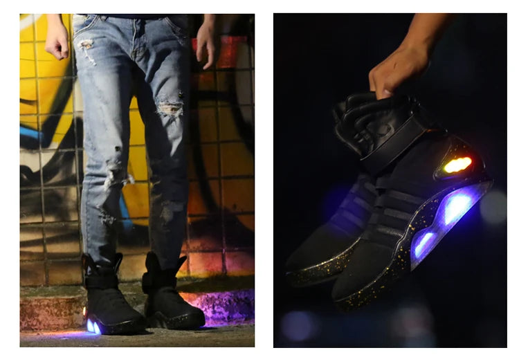 Men Basketball Shoes Led light shoes men sneakers "Back to Future" led glowing shoes for men COsplay high top shoes