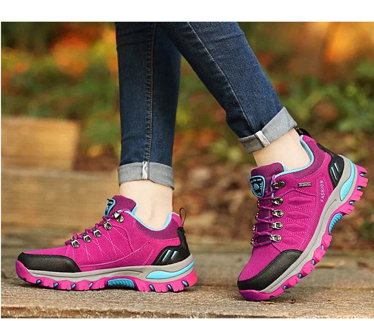 Women Hiking Shoes Outdoor trekking Sports Climbing Camping Boots Non-slip Waterproof Walking Jogging Trainers Sneakers Lace Up - KICKSTART