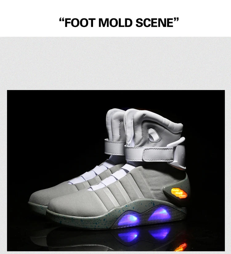 Men Basketball Shoes Led light shoes men sneakers "Back to Future" led glowing shoes for men COsplay high top shoes