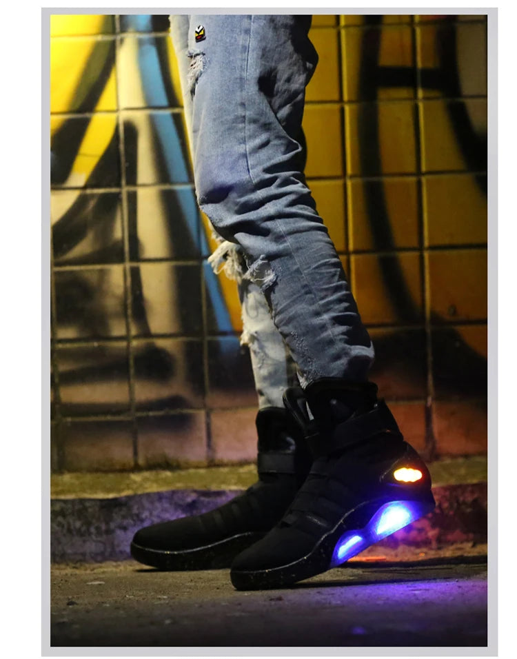 Men Basketball Shoes Led light shoes men sneakers "Back to Future" led glowing shoes for men COsplay high top shoes