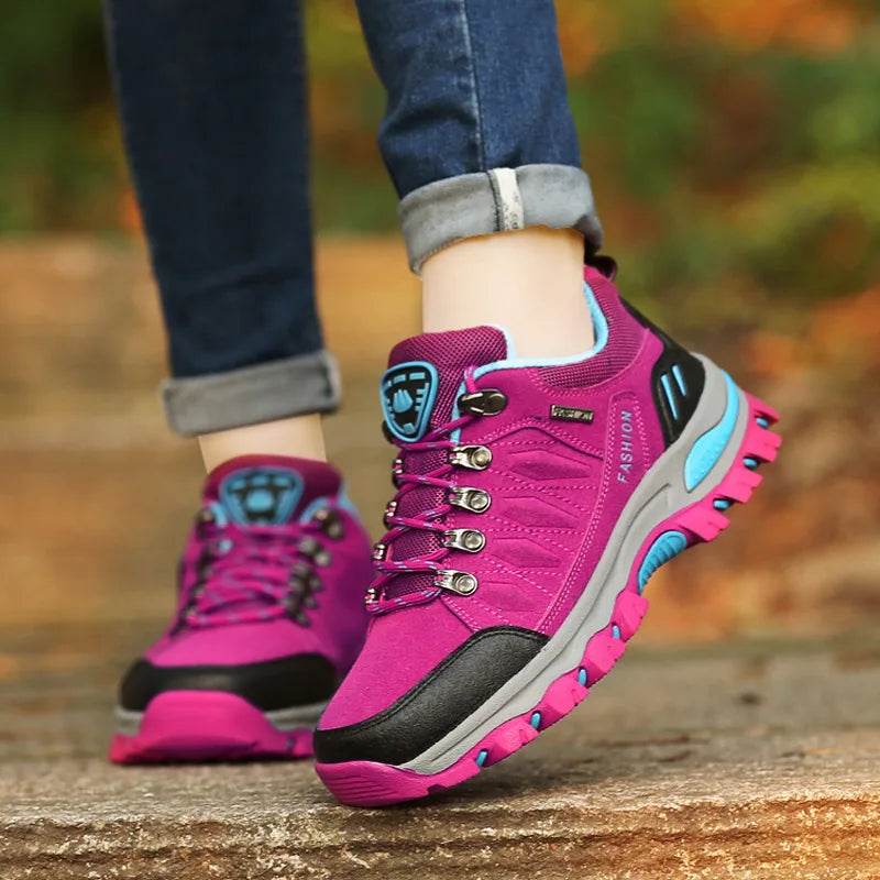 Women Hiking Shoes Outdoor trekking Sports Climbing Camping Boots Non-slip Waterproof Walking Jogging Trainers Sneakers Lace Up - KICKSTART