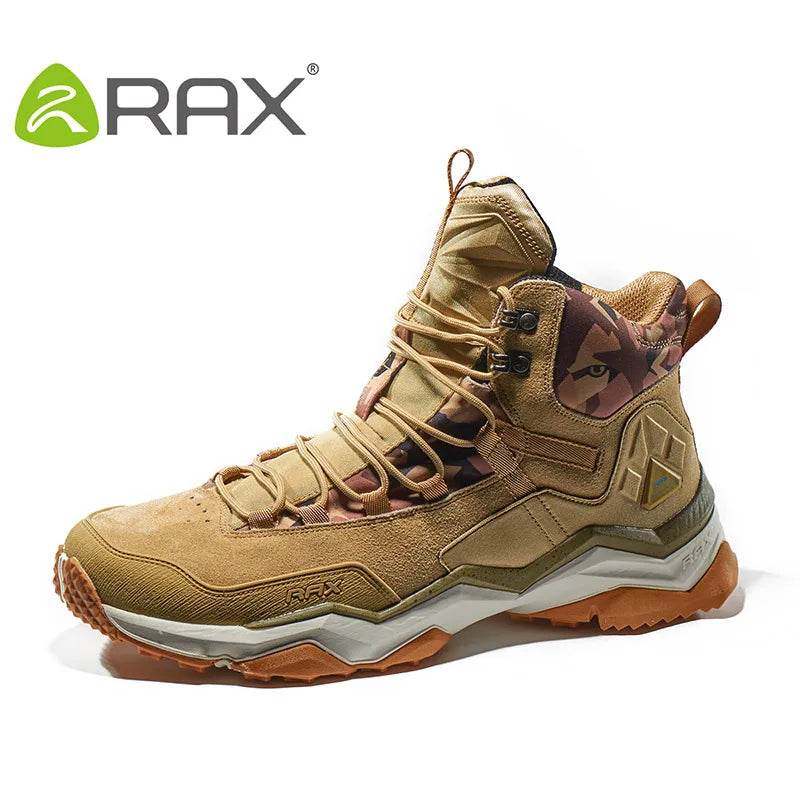 RAX Men Hiking Shoes Mid-top Waterproof Outdoor Sneaker Men Leather Trekking Boots Trail Camping Climbing Hunting Sneakers Women - KICKSTART