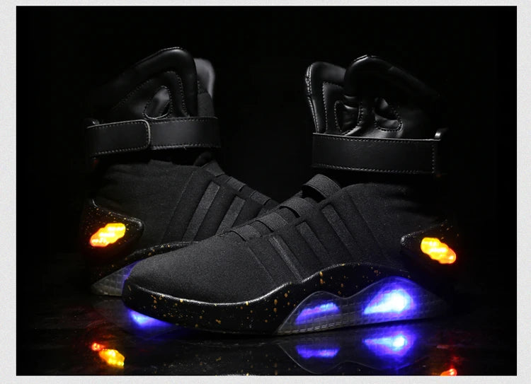 Men Basketball Shoes Led light shoes men sneakers "Back to Future" led glowing shoes for men COsplay high top shoes