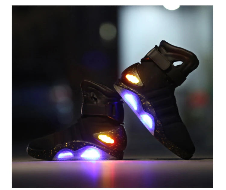 Men Basketball Shoes Led light shoes men sneakers "Back to Future" led glowing shoes for men COsplay high top shoes