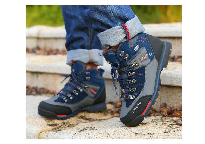 DWZRG Men Hiking Shoes Waterproof Leather Shoes Climbing & Fishing Shoes New Popular Outdoor Shoes Men High Top Winter Boots - KICKSTART