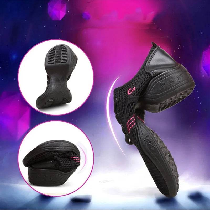 Women's Dance Shoes Soft Outsole Woman Mesh Breathable Jazz Hip Hop Sports Sneakers Ladies Girl's Modern Jazz Dancing Shoes - KICKSTART