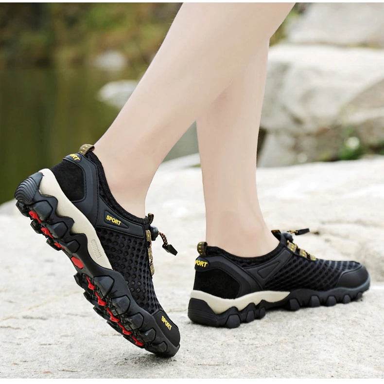 Breathable Mesh Hiking Shoes Men Hot Sale Non-slip Men Trekking Shoes Outdoor Sport Khaki Quick-drying Men Hiking Sneaker - KICKSTART