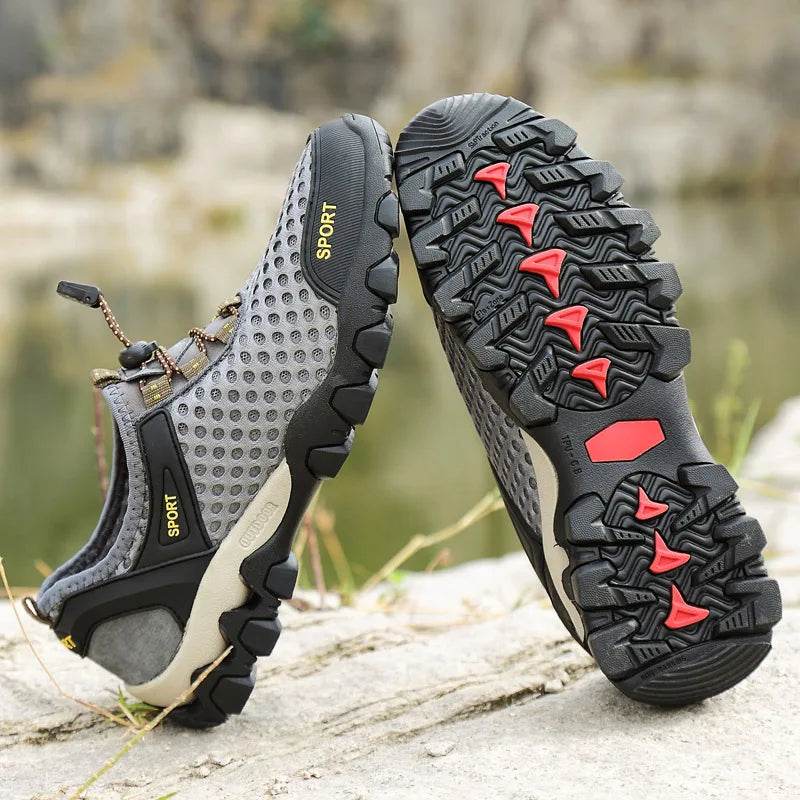 Breathable Mesh Hiking Shoes Men Hot Sale Non-slip Men Trekking Shoes Outdoor Sport Khaki Quick-drying Men Hiking Sneaker - KICKSTART