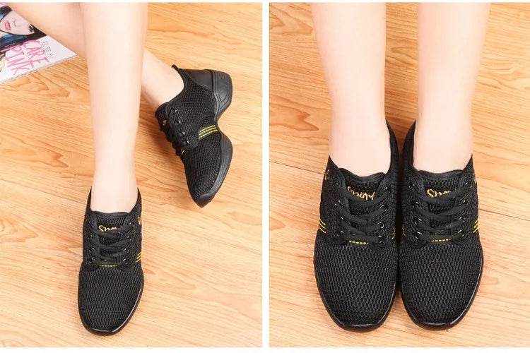 Women's Dance Shoes Soft Outsole Woman Mesh Breathable Jazz Hip Hop Sports Sneakers Ladies Girl's Modern Jazz Dancing Shoes - KICKSTART