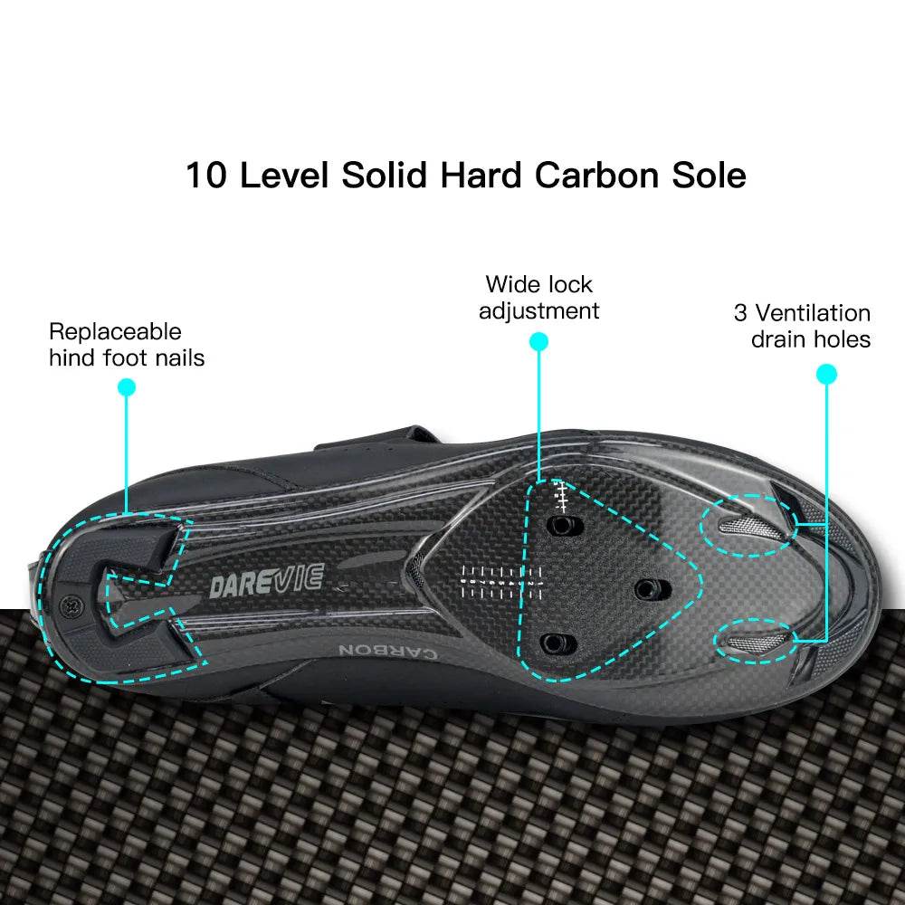 DAREVIE Pro Carbon Cycling Shoes Race Triathlon Shoes 10 Level Hard Carbon Light Road Cycling Shoes Men Women Cycling Sneakers - KICKSTART