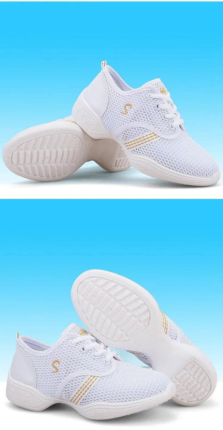 Women's Dance Shoes Soft Outsole Woman Mesh Breathable Jazz Hip Hop Sports Sneakers Ladies Girl's Modern Jazz Dancing Shoes - KICKSTART