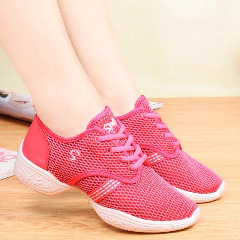 Women's Dance Shoes Soft Outsole Woman Mesh Breathable Jazz Hip Hop Sports Sneakers Ladies Girl's Modern Jazz Dancing Shoes - KICKSTART