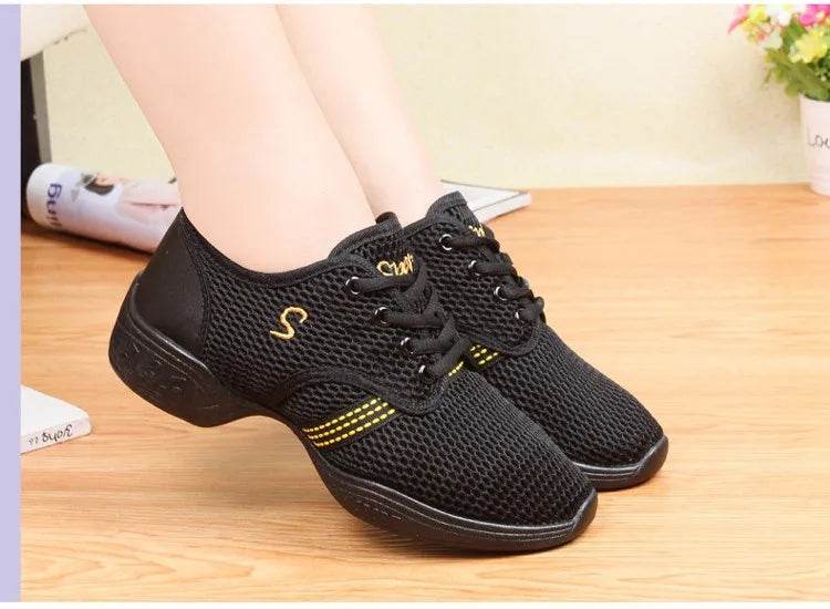 Women's Dance Shoes Soft Outsole Woman Mesh Breathable Jazz Hip Hop Sports Sneakers Ladies Girl's Modern Jazz Dancing Shoes - KICKSTART