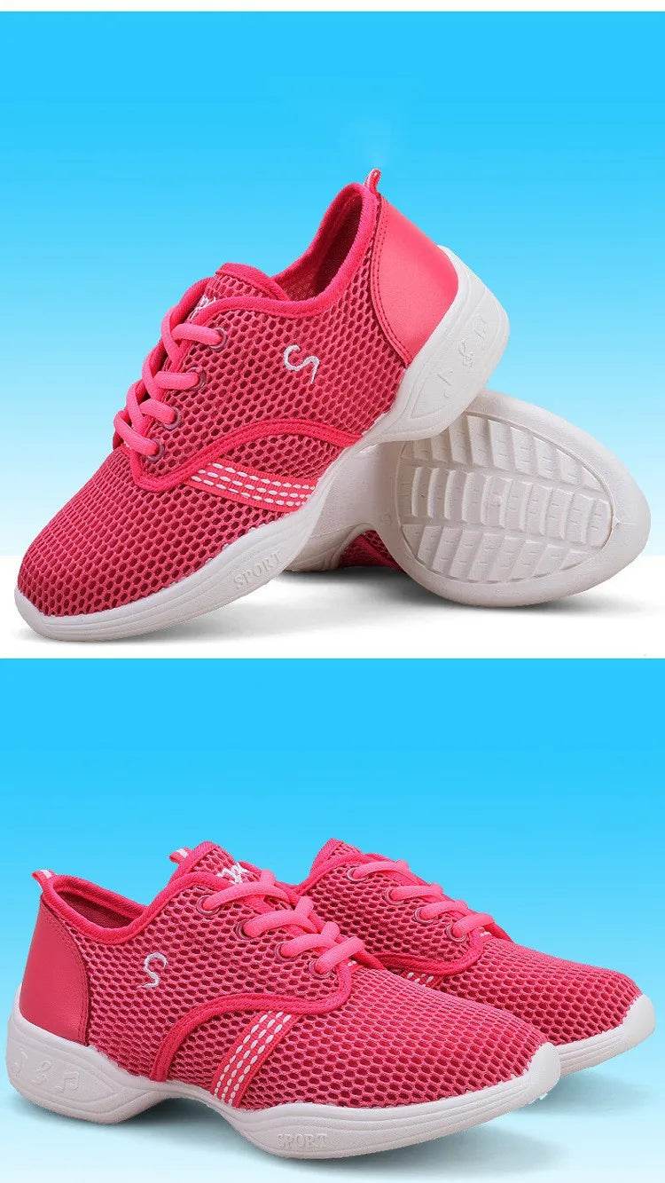 Women's Dance Shoes Soft Outsole Woman Mesh Breathable Jazz Hip Hop Sports Sneakers Ladies Girl's Modern Jazz Dancing Shoes - KICKSTART