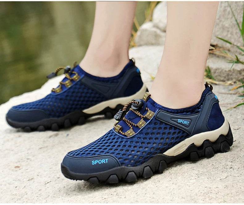 Breathable Mesh Hiking Shoes Men Hot Sale Non-slip Men Trekking Shoes Outdoor Sport Khaki Quick-drying Men Hiking Sneaker - KICKSTART