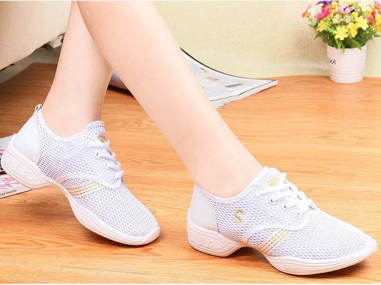 Women's Dance Shoes Soft Outsole Woman Mesh Breathable Jazz Hip Hop Sports Sneakers Ladies Girl's Modern Jazz Dancing Shoes - KICKSTART