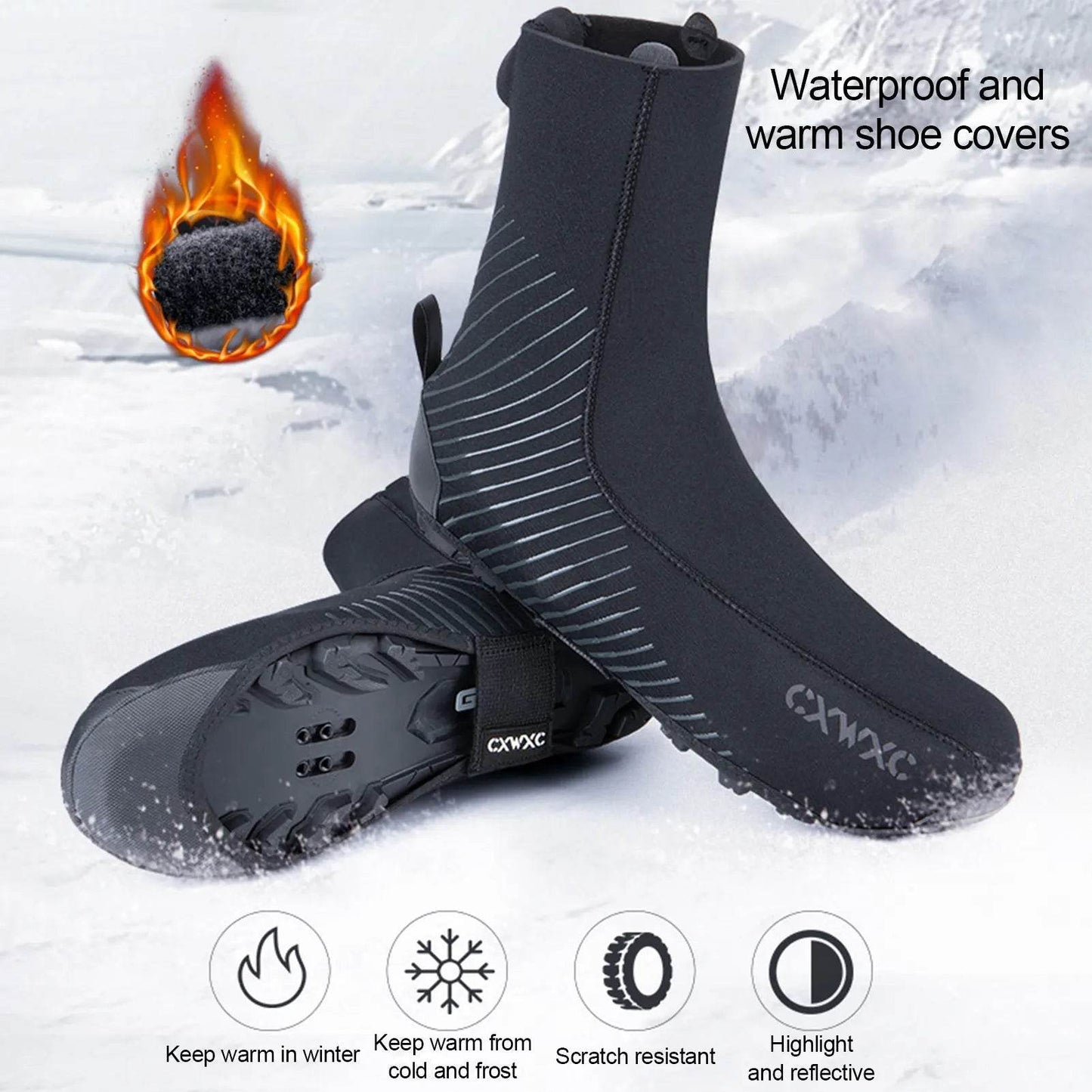 Cycling Boots Shoe Cover Bike Riding Lock Shoe Cover MTB Waterproof Warm Shoe Protector Windproof Outdoor Riding Thick Shoe Cove - KICKSTART