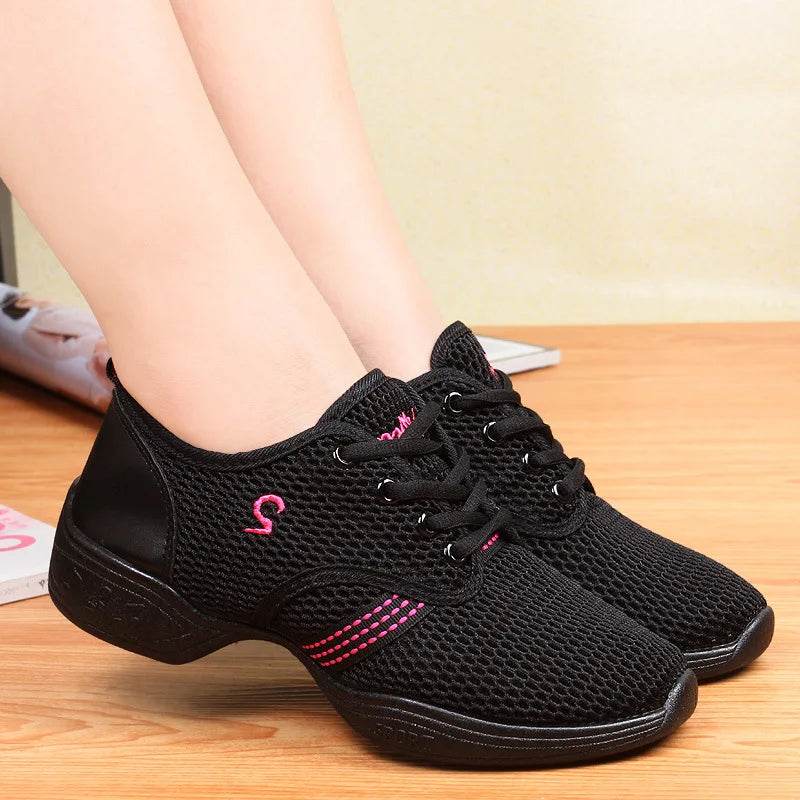 Women's Dance Shoes Soft Outsole Woman Mesh Breathable Jazz Hip Hop Sports Sneakers Ladies Girl's Modern Jazz Dancing Shoes - KICKSTART